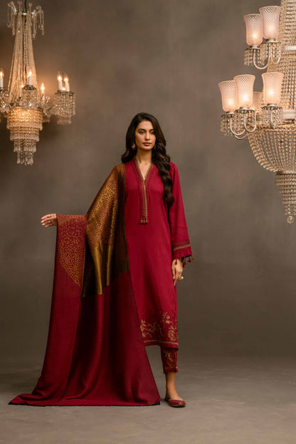 Nishat Linen - 3 Piece - Jacquard Embroidered Suit - 42303406