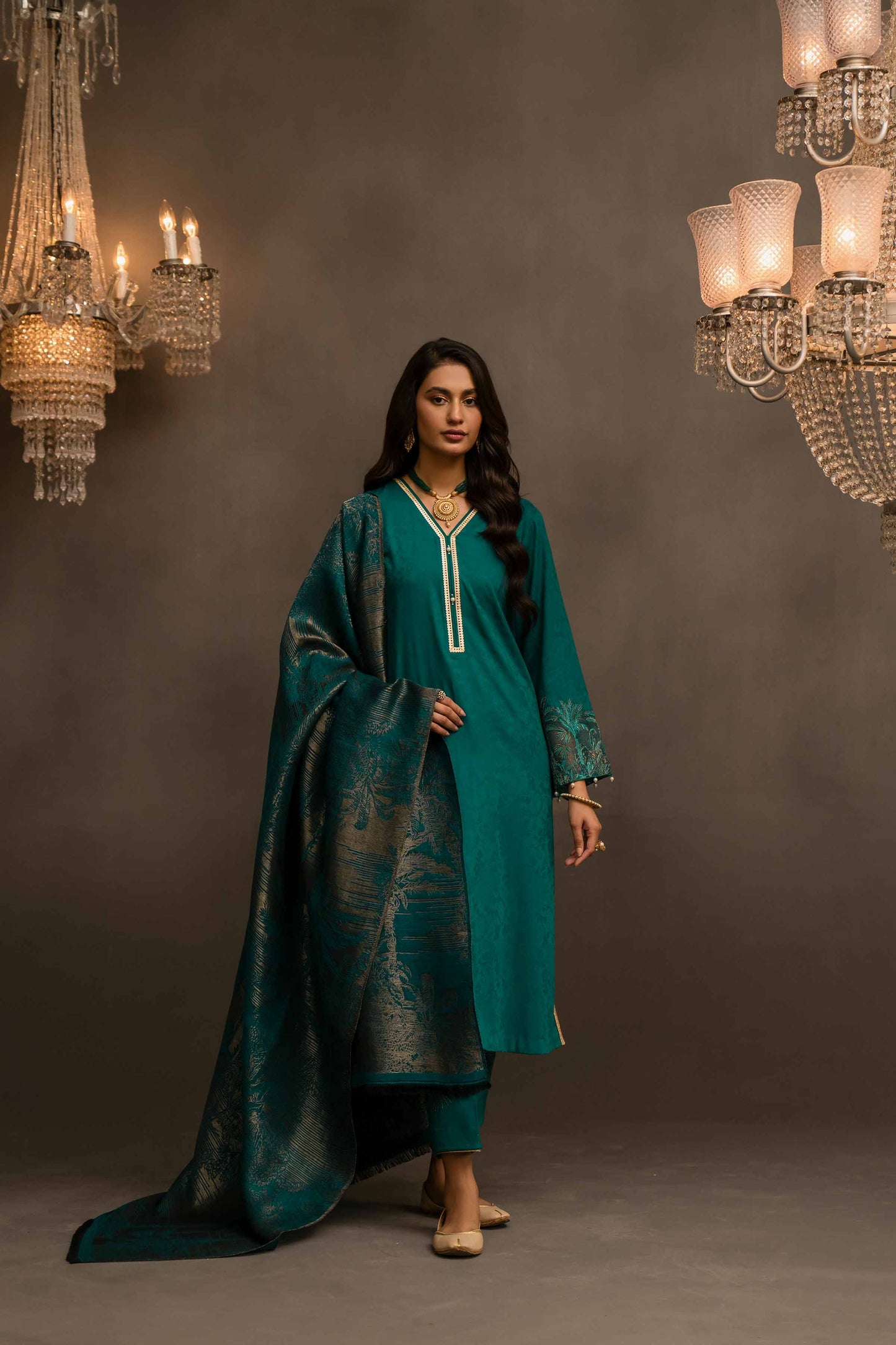 Nishat Linen - 3 Piece - Jacquard Embroidered Suit - 42303407