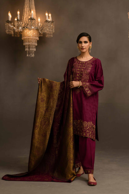 Nishat Linen - 3 Piece - Jacquard Embroidered Suit - 42303409