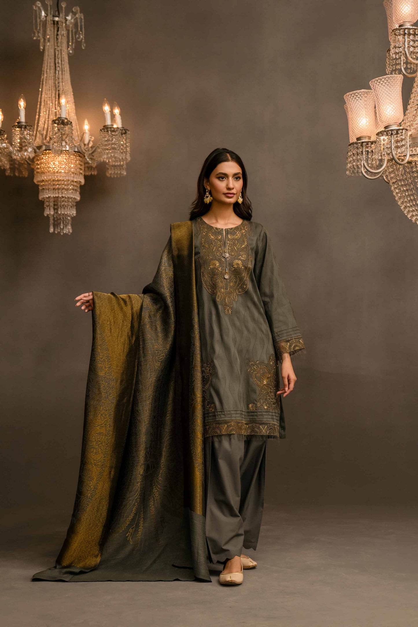 Nishat Linen - 3 Piece - Jacquard Embroidered Suit - 42303410