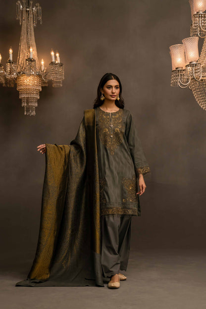 Nishat Linen - 3 Piece - Jacquard Embroidered Suit - 42303410