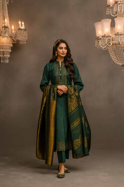 Nishat Linen - 3 Piece - Jacquard Embroidered Suit - 42303411