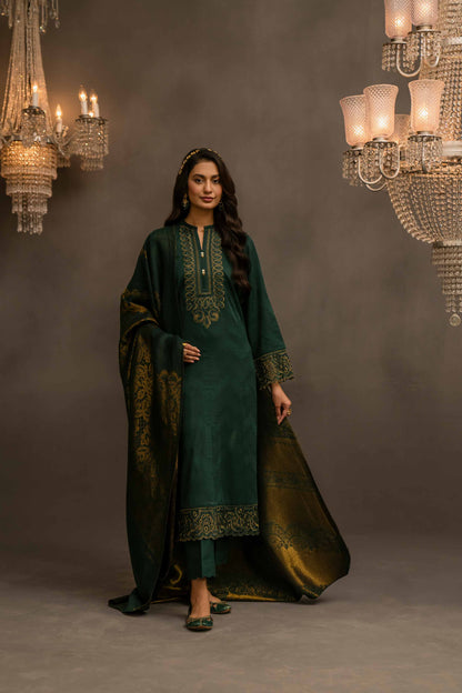 Nishat Linen - 3 Piece - Jacquard Embroidered Suit - 42303411