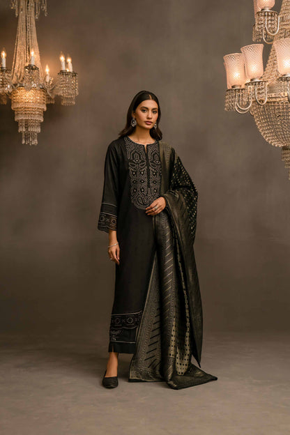 Nishat Linen - 3 Piece - Jacquard Embroidered Suit - 42303413