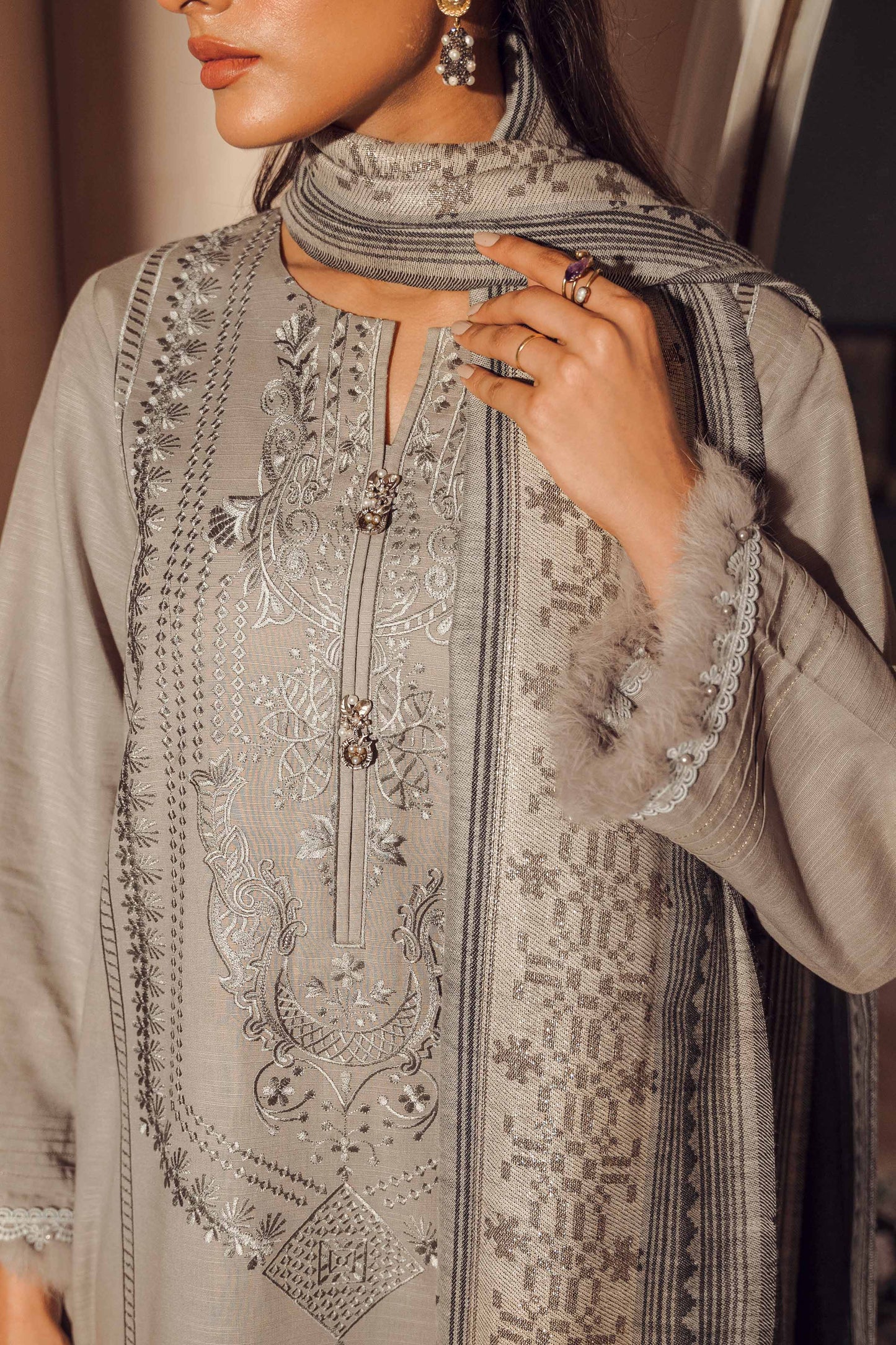 Nishat Linen - 3 Piece - Embroidered Suit - 42303418