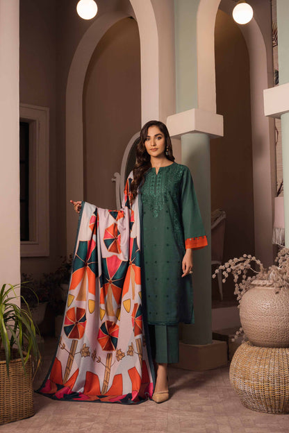 Nishat Linen - 3 Piece - Embroidered Suit - 42303423