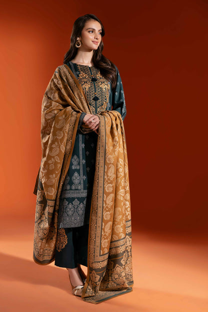 Nishat Linen - 3 Piece - Jacquard Embroidered Suit - 42303456