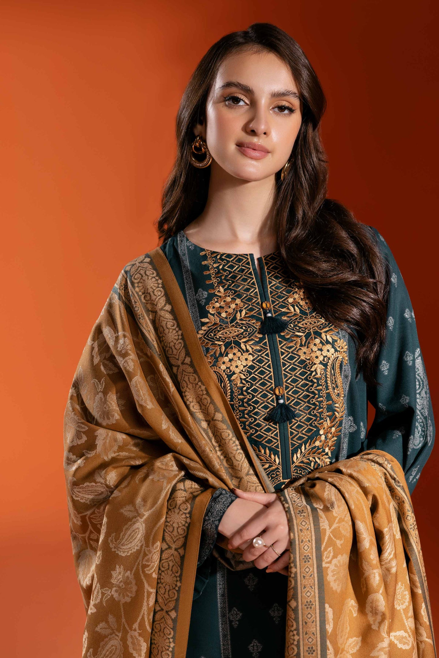 Nishat Linen - 3 Piece - Jacquard Embroidered Suit - 42303456