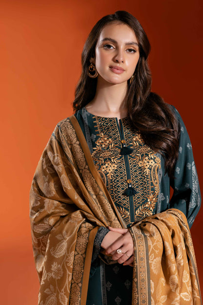 Nishat Linen - 3 Piece - Jacquard Embroidered Suit - 42303456