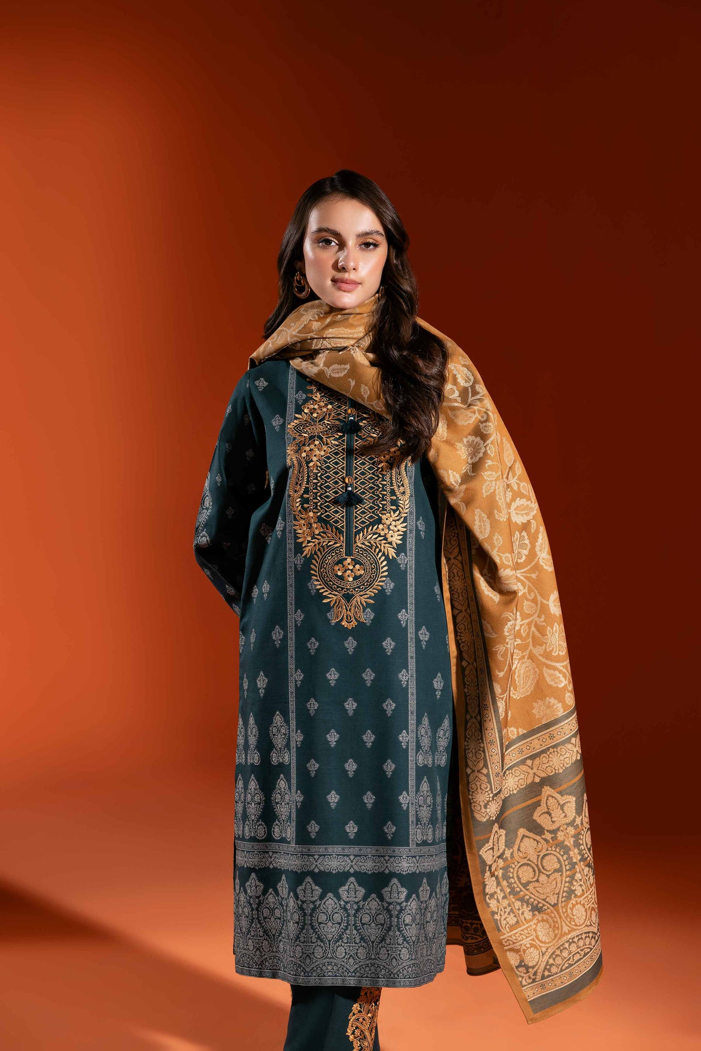 Nishat Linen - 3 Piece - Jacquard Embroidered Suit - 42303456