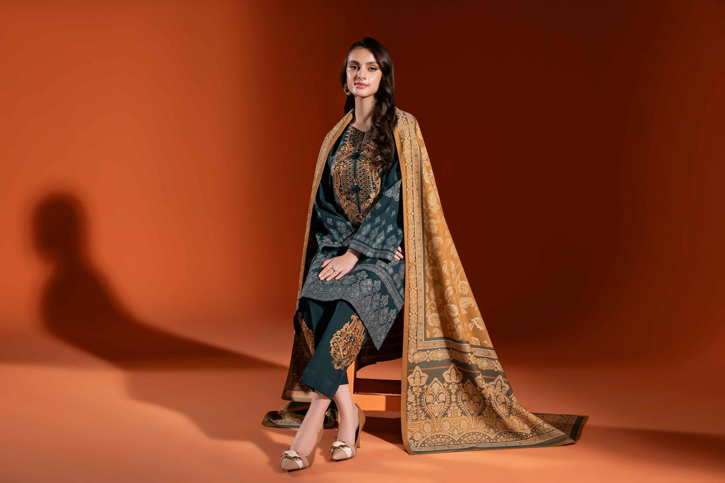 Nishat Linen - 3 Piece - Jacquard Embroidered Suit - 42303456