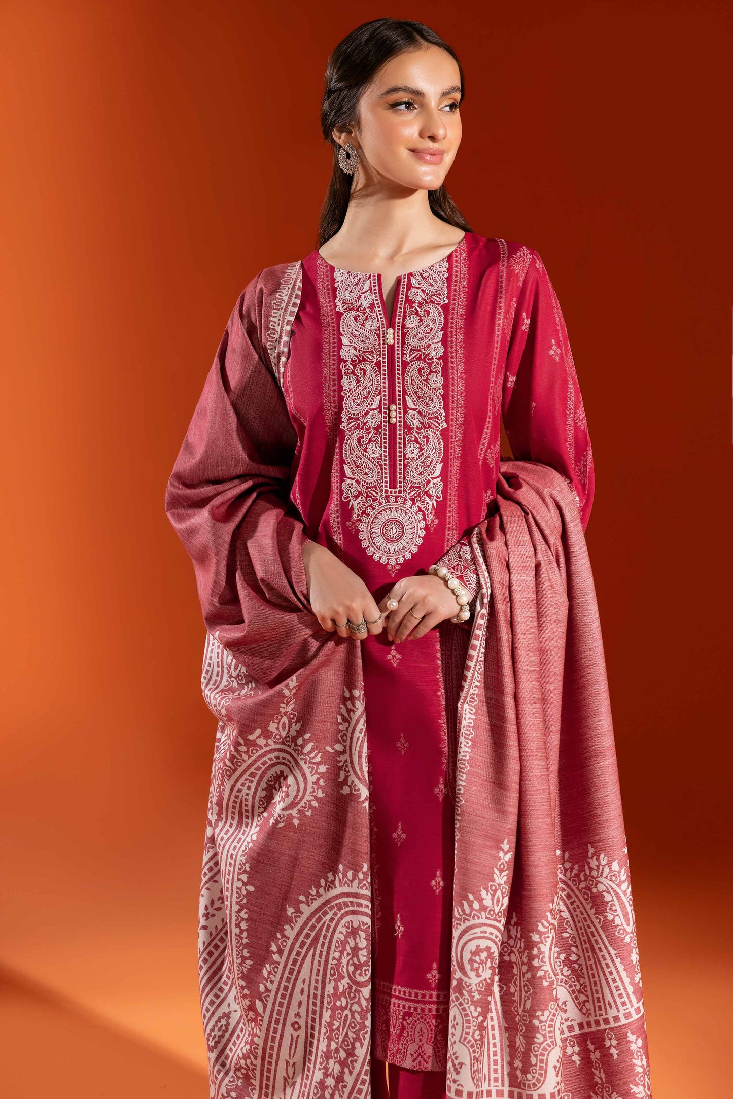 Nishat Linen - 3 Piece - Jacquard Embroidered Suit - 42303457