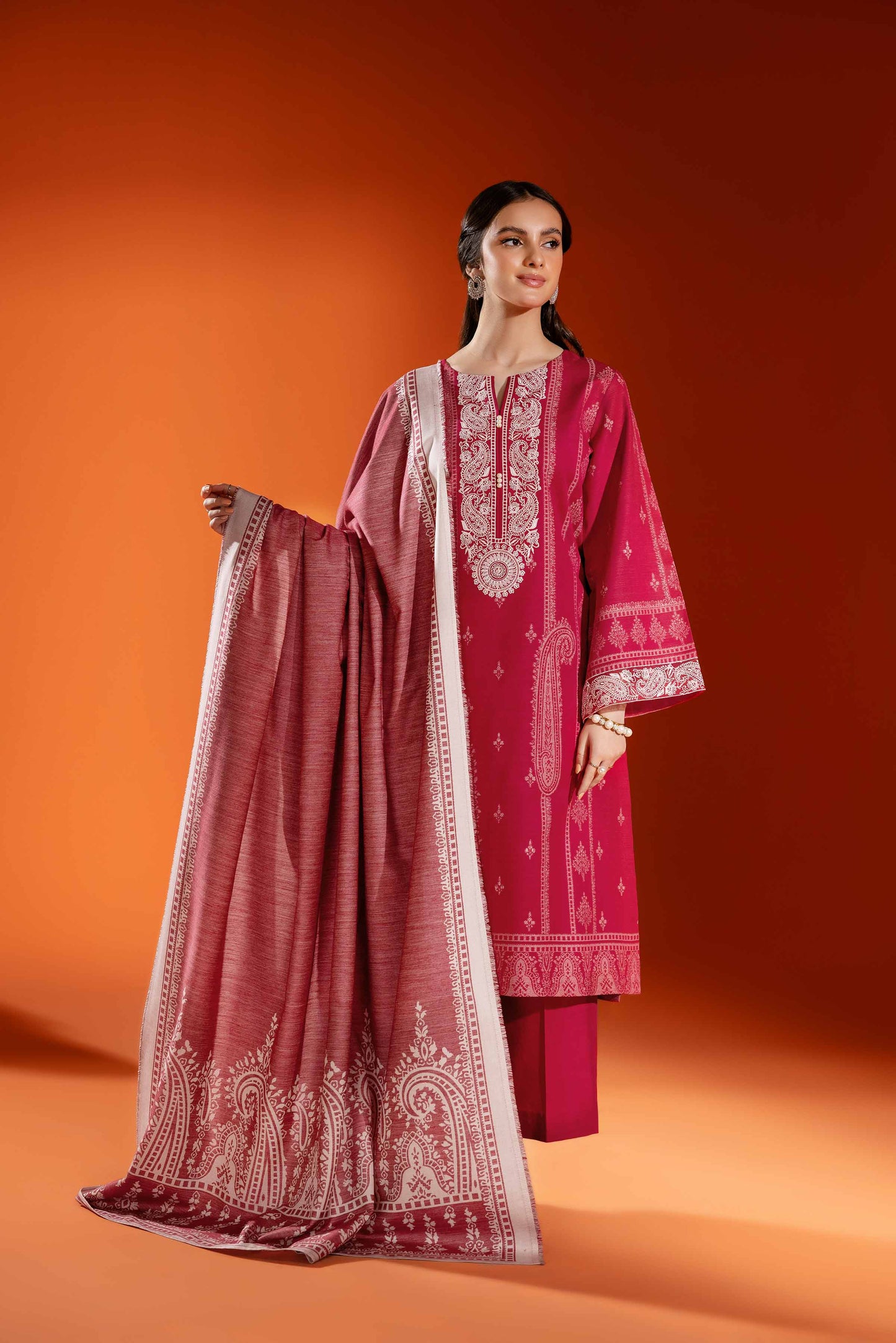 Nishat Linen - 3 Piece - Jacquard Embroidered Suit - 42303457