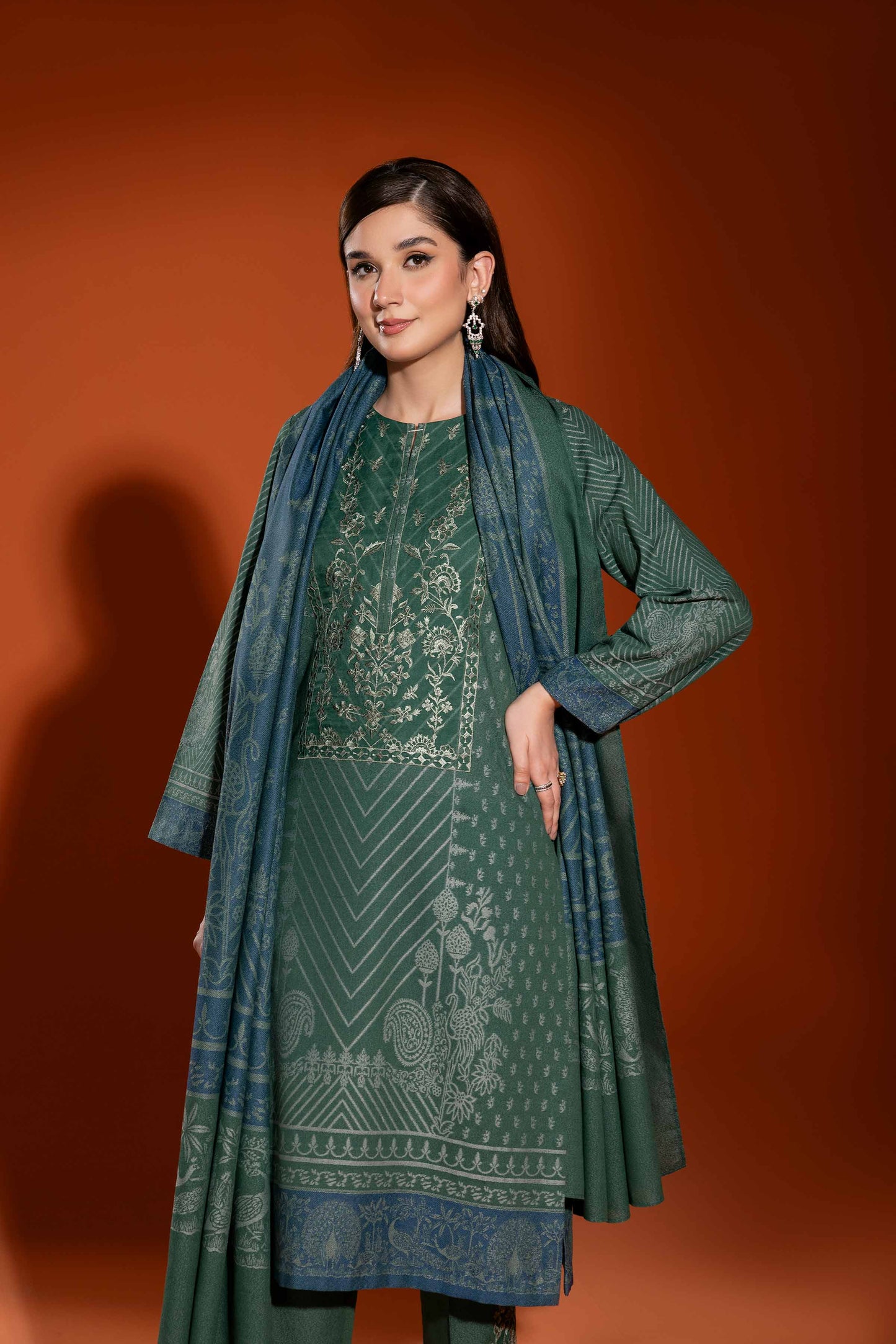 Nishat Linen - 3 Piece - Jacquard Embroidered Suit - 42303459