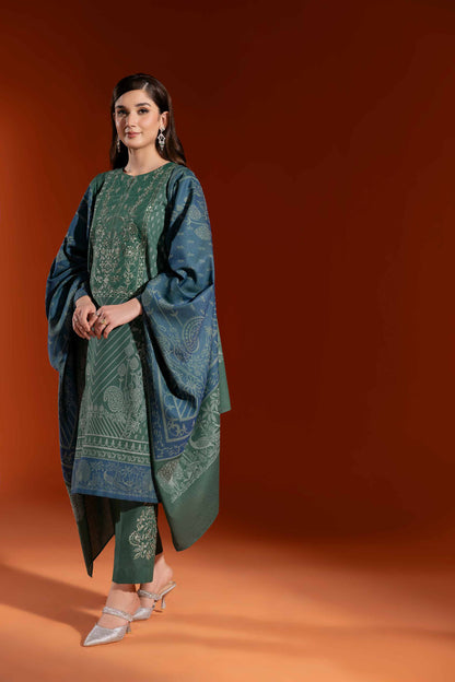 Nishat Linen - 3 Piece - Jacquard Embroidered Suit - 42303459