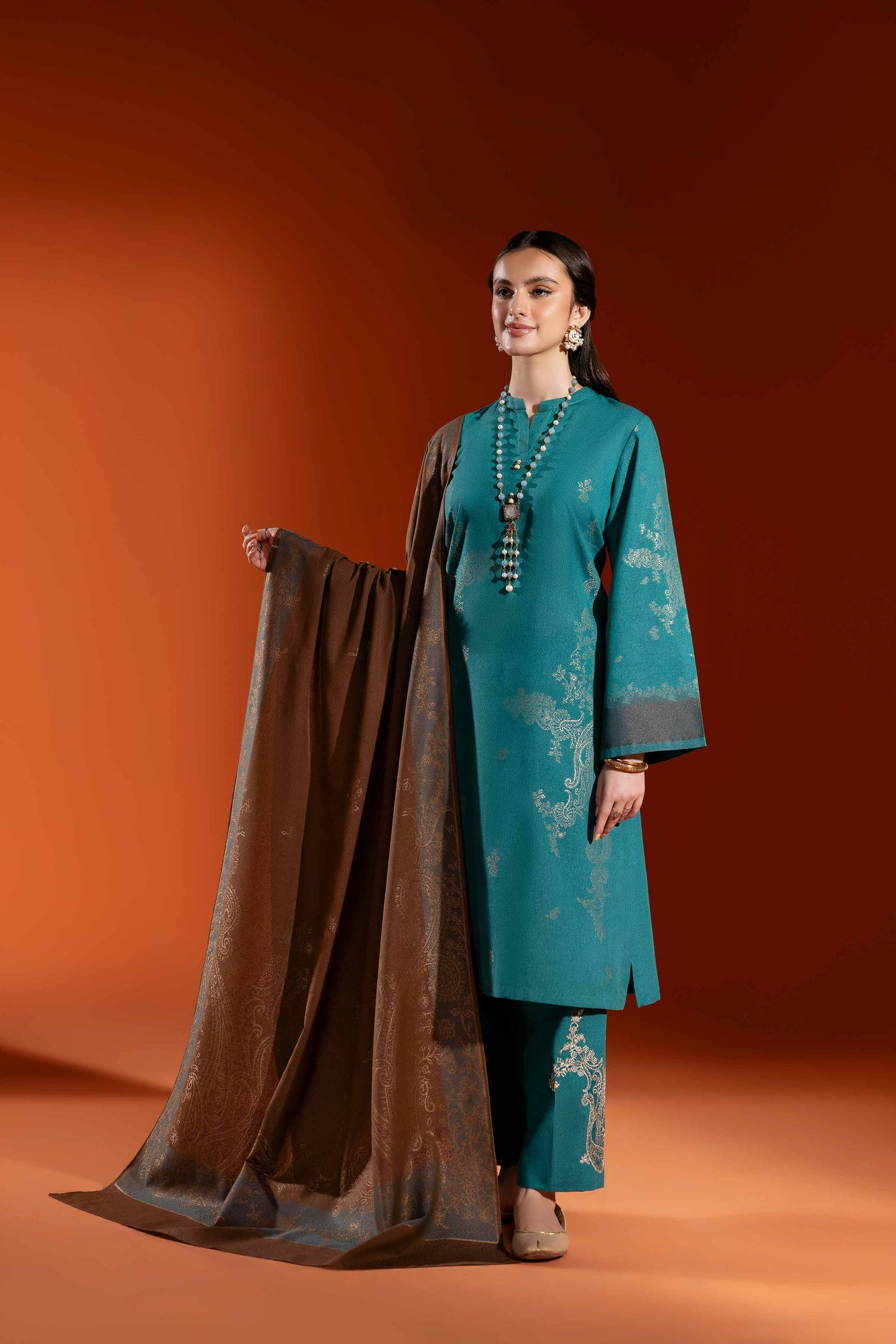 Nishat Linen - 3 Piece - Jacquard Embroidered Suit - 42303460