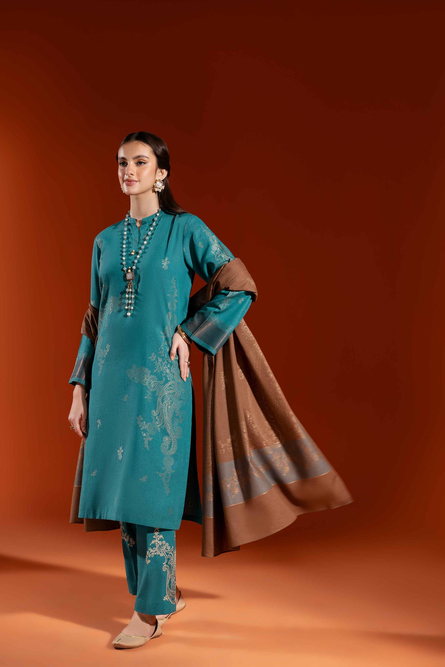 Nishat Linen - 3 Piece - Jacquard Embroidered Suit - 42303460