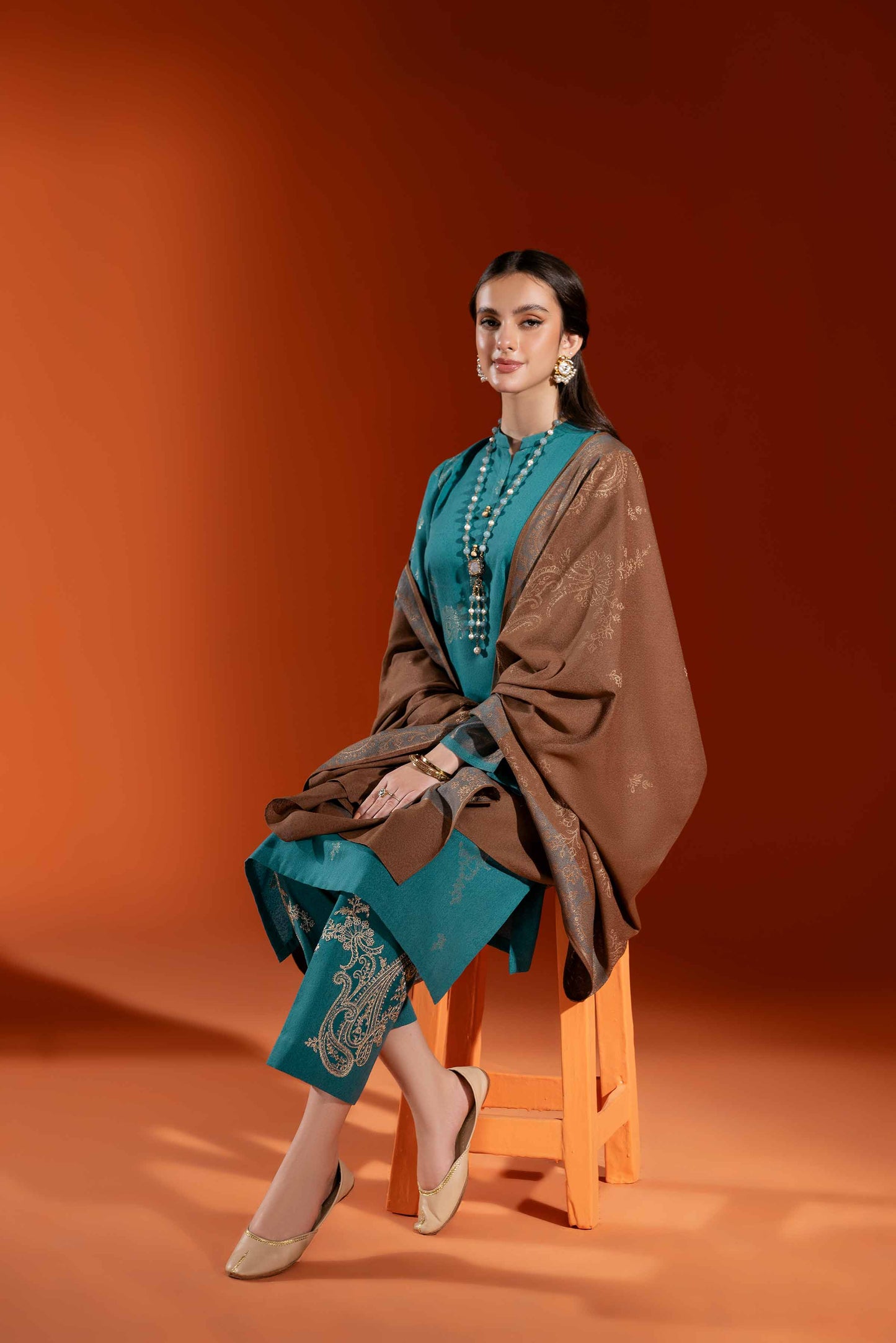 Nishat Linen - 3 Piece - Jacquard Embroidered Suit - 42303460