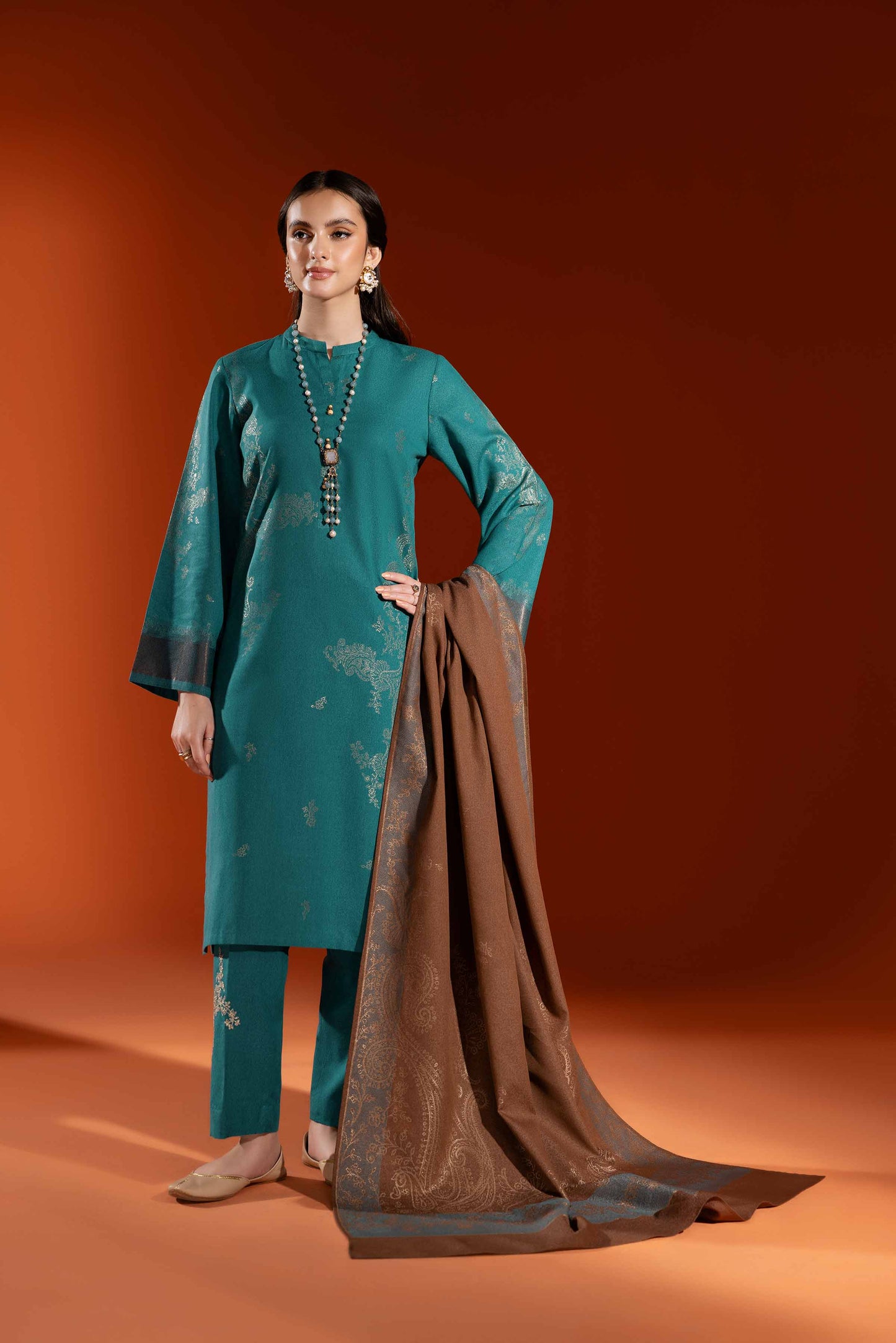 Nishat Linen - 3 Piece - Jacquard Embroidered Suit - 42303460