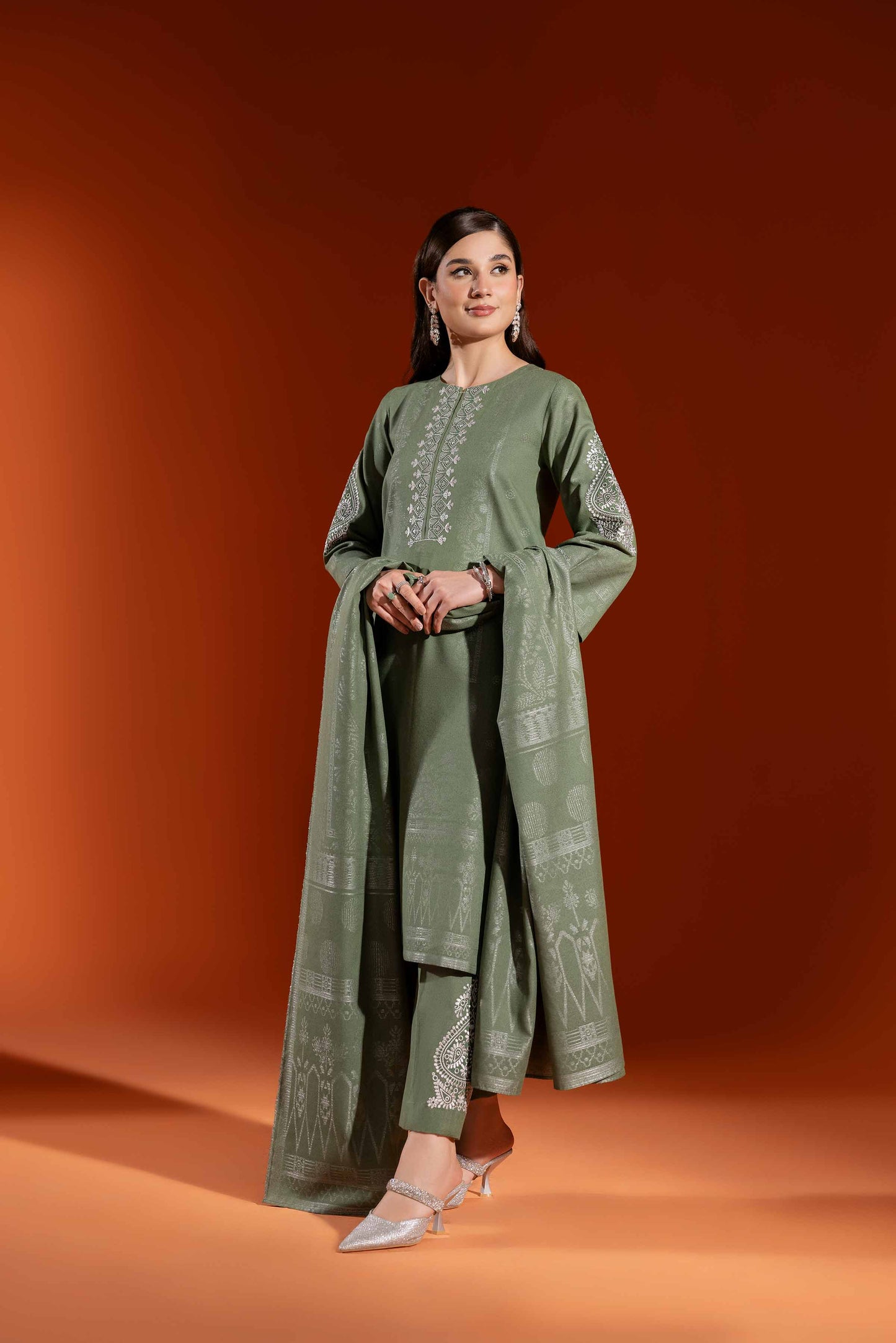 Nishat Linen - 3 Piece - Jacquard Embroidered Suit - 42303462