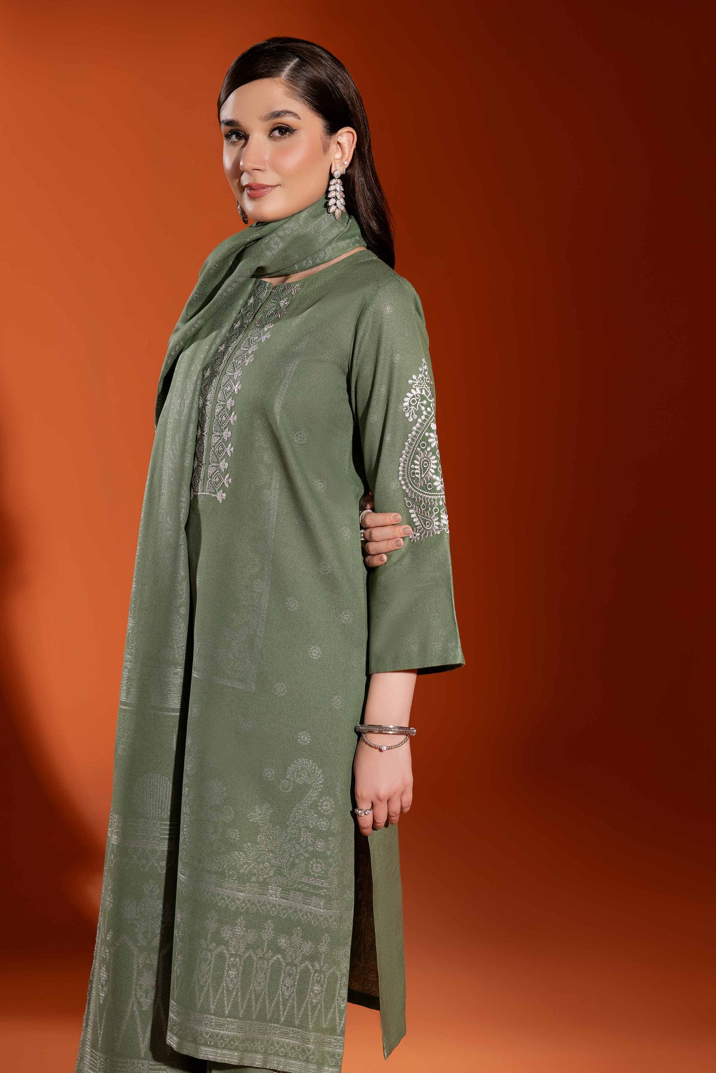 Nishat Linen - 3 Piece - Jacquard Embroidered Suit - 42303462