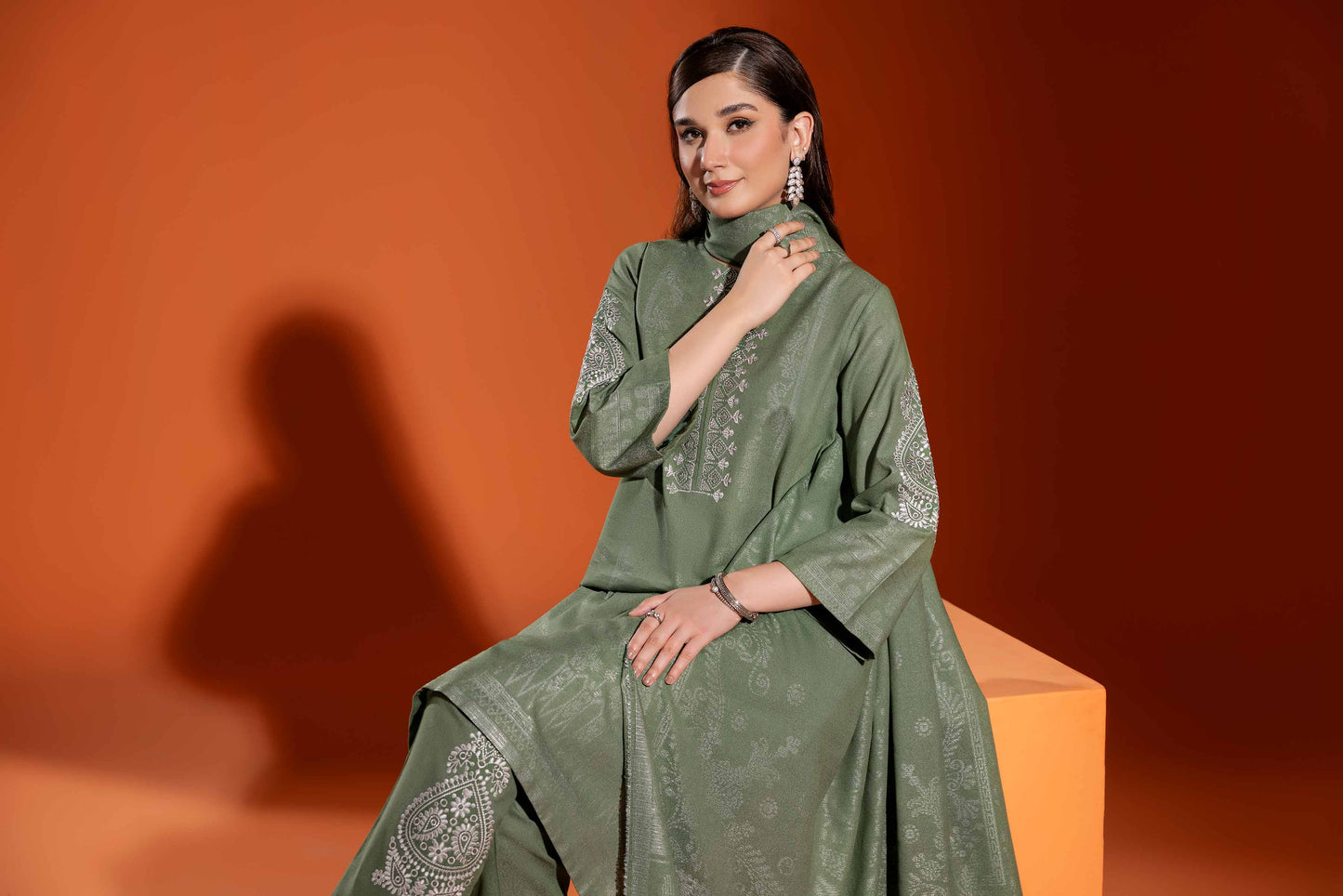 Nishat Linen - 3 Piece - Jacquard Embroidered Suit - 42303462