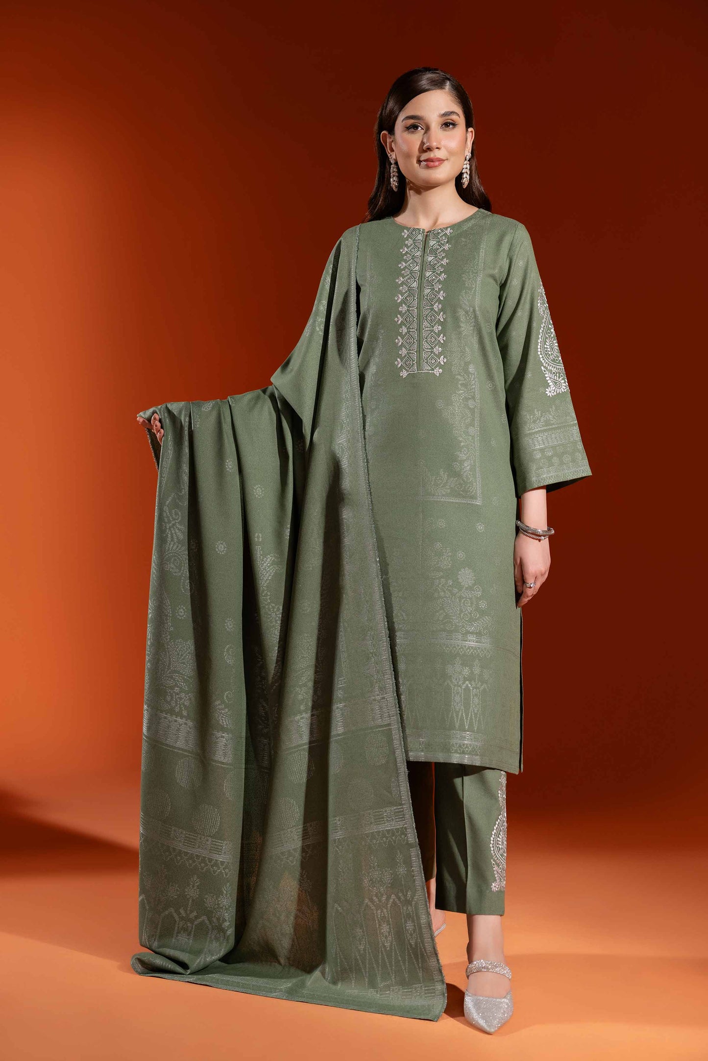 Nishat Linen - 3 Piece - Jacquard Embroidered Suit - 42303462