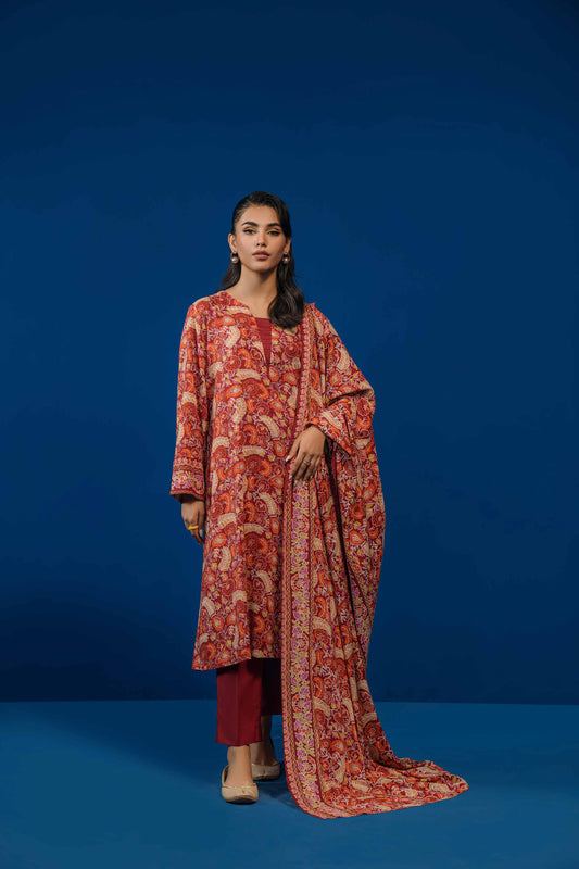 Nishat Linen - 3 Piece - Printed Loose Fabric - 42304008