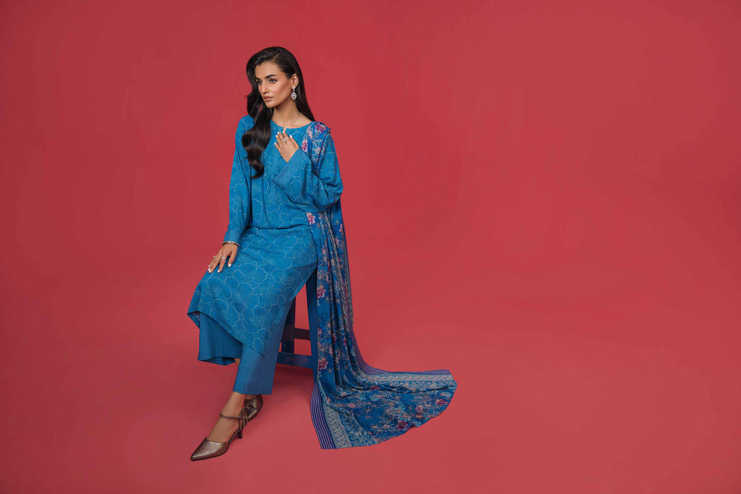 Nishat Linen - 3 Piece - Printed Loose Fabric - 42304017