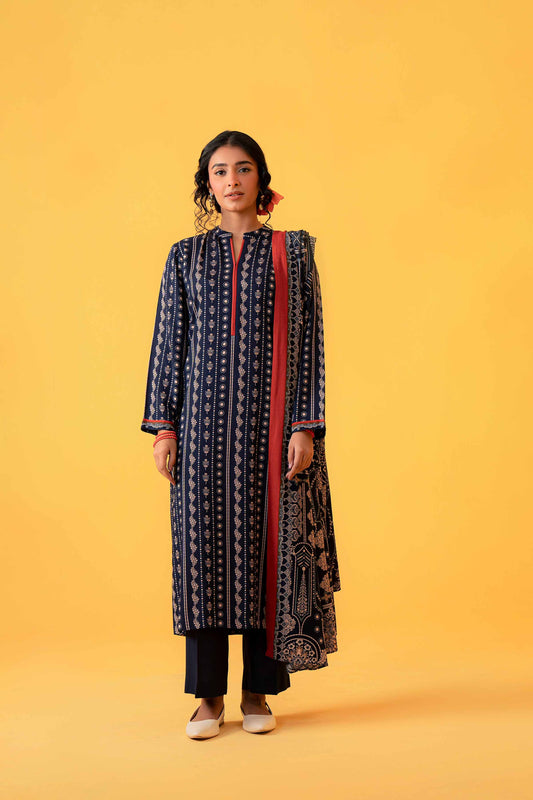 Nishat Linen - 3 Piece - Printed Loose Fabric - 42304021