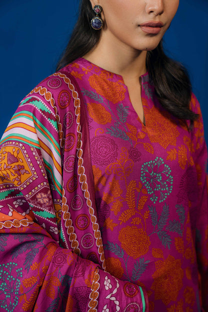 Nishat Linen - 3 Piece - Printed Loose Fabric - 42304034