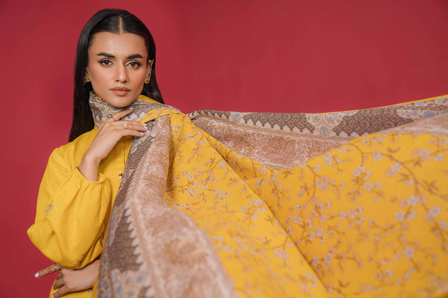 Nishat Linen - 3 Piece - Printed Loose Fabric - 42304036