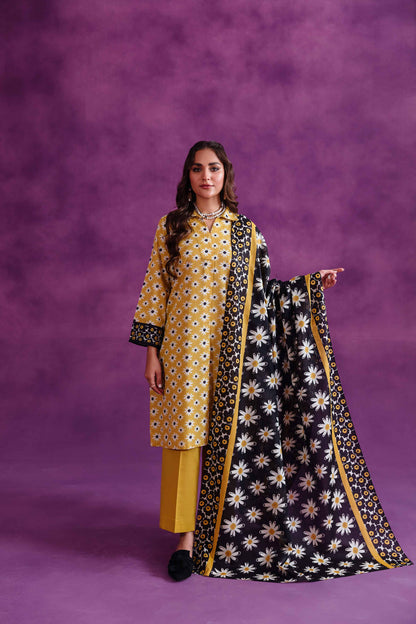 Nishat Linen - 3 Piece - Printed Loose Fabric - 42304039