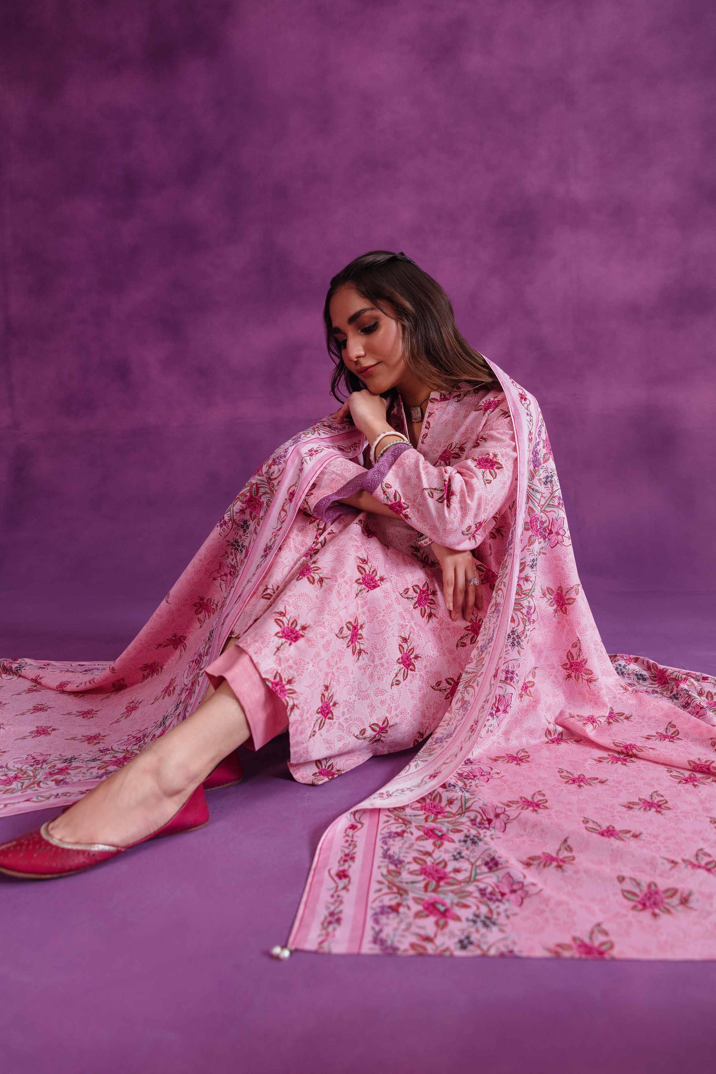 Nishat Linen - 3 Piece - Printed Loose Fabric - 42304041