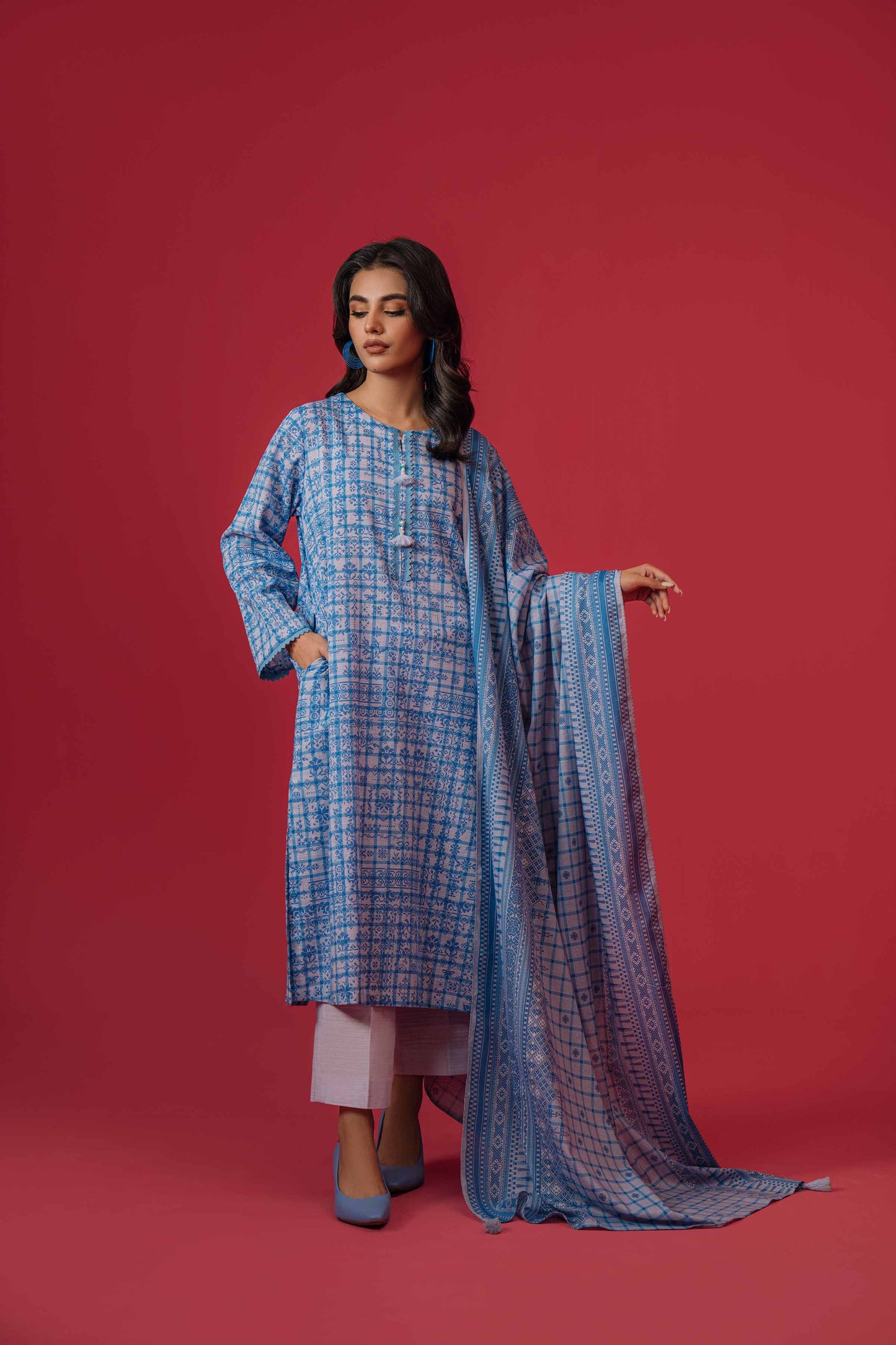 Nishat Linen - 3 Piece - Printed Loose Fabric - 42304042