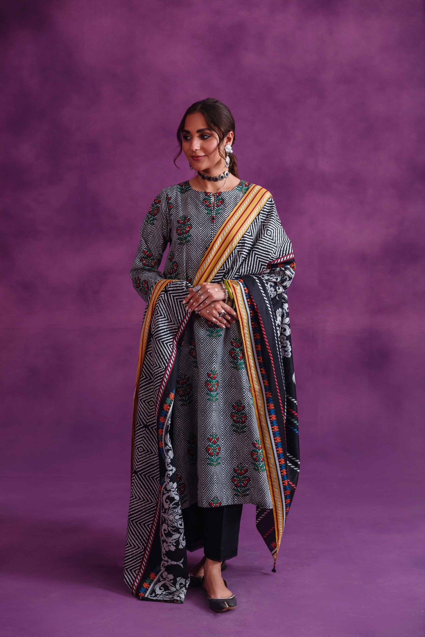 Nishat Linen - 3 Piece - Printed Loose Fabric - 42304045