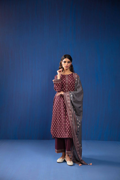 Nishat Linen - 3 Piece - Printed Loose Fabric - 42304046