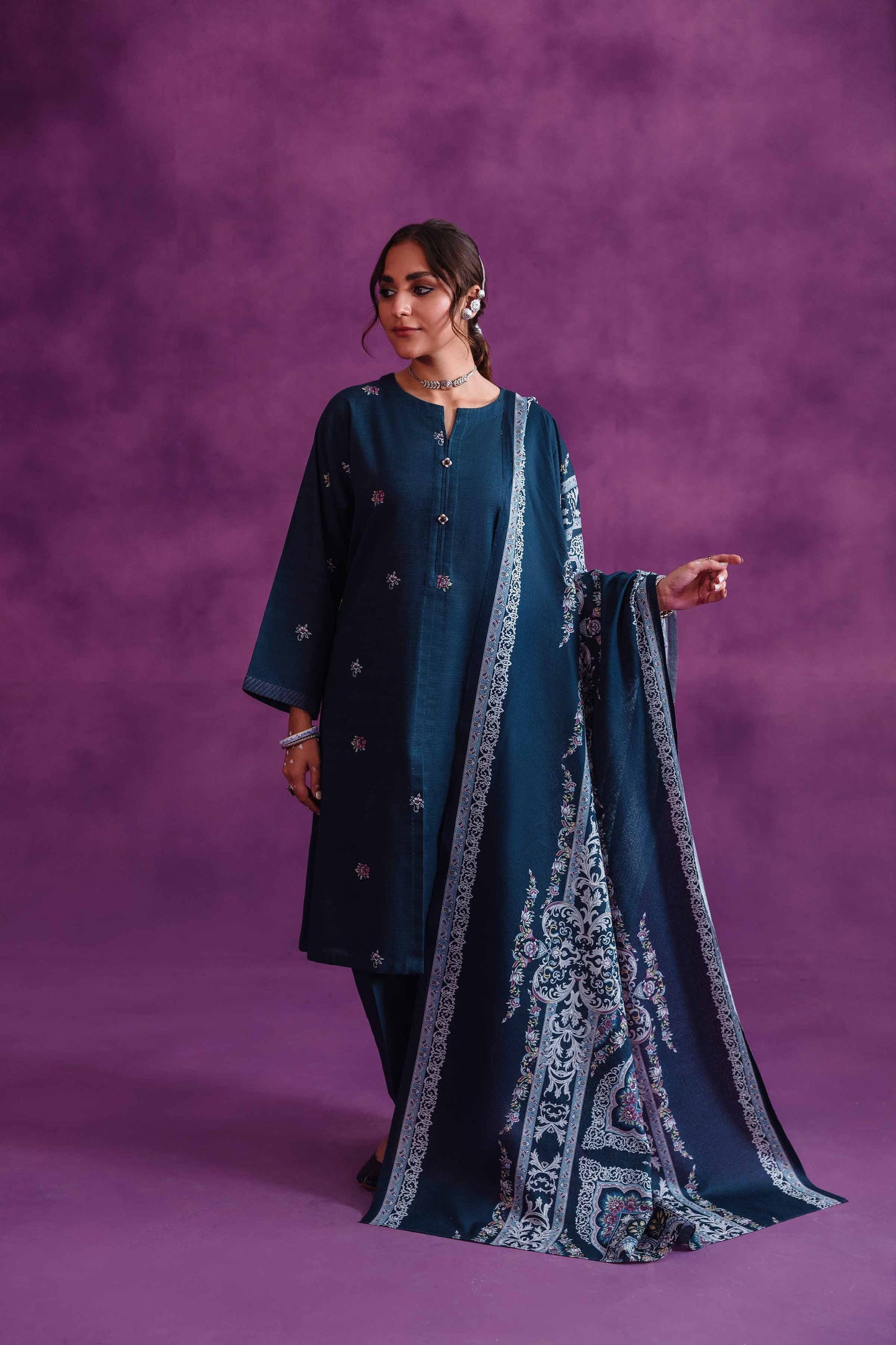 Nishat Linen - 3 Piece - Printed Loose Fabric - 42304055