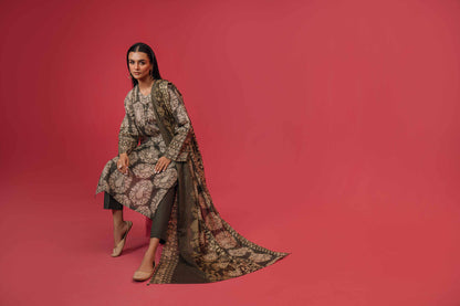 Nishat Linen - 3 Piece - Printed Loose Fabric - 42304060