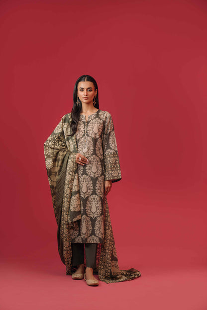 Nishat Linen - 3 Piece - Printed Loose Fabric - 42304060