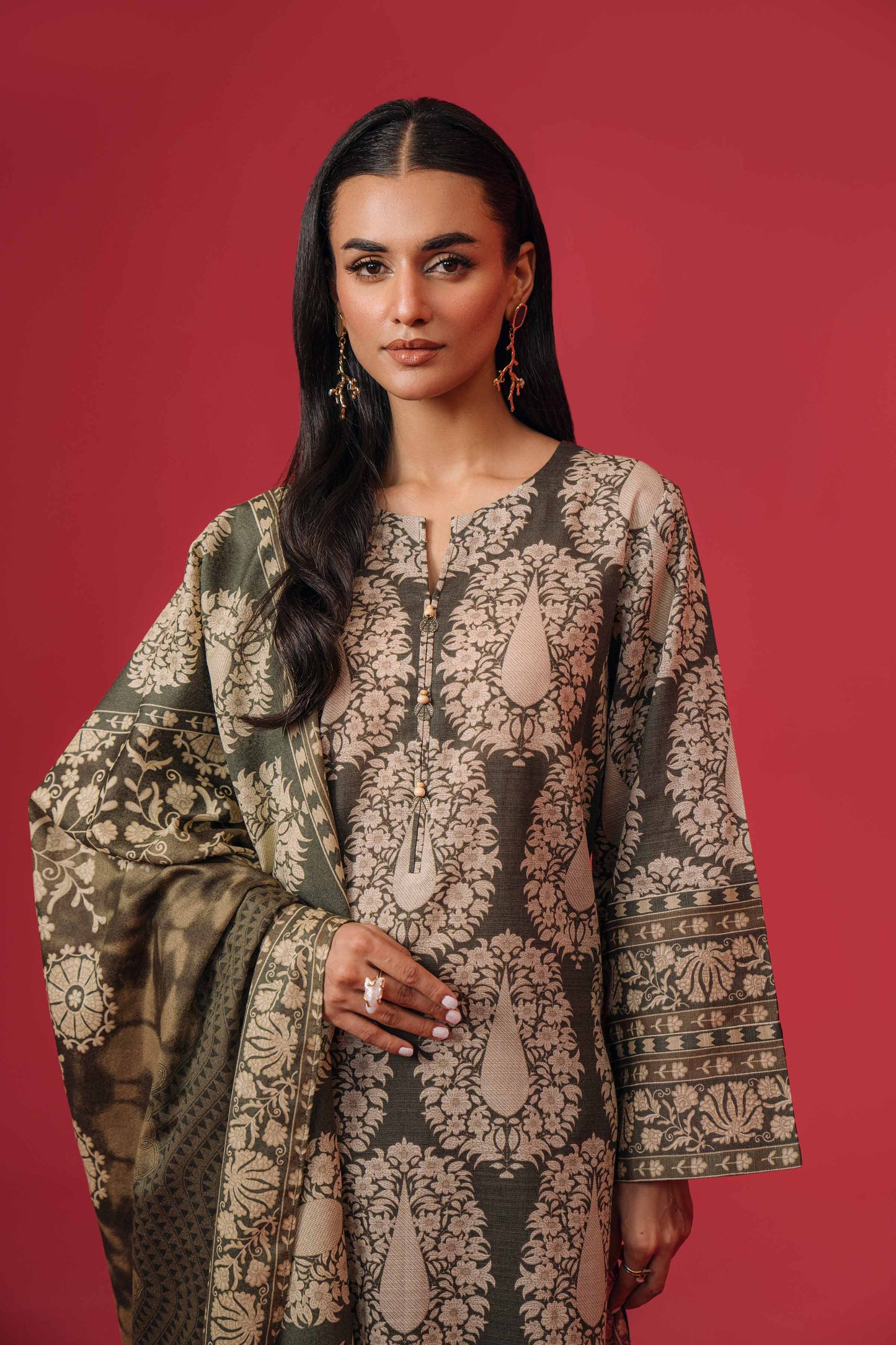 Nishat Linen - 3 Piece - Printed Loose Fabric - 42304060