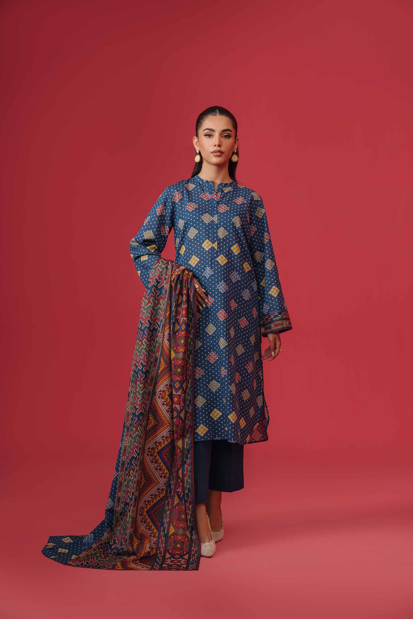 Nishat Linen - 3 Piece - Printed Loose Fabric - 42304063