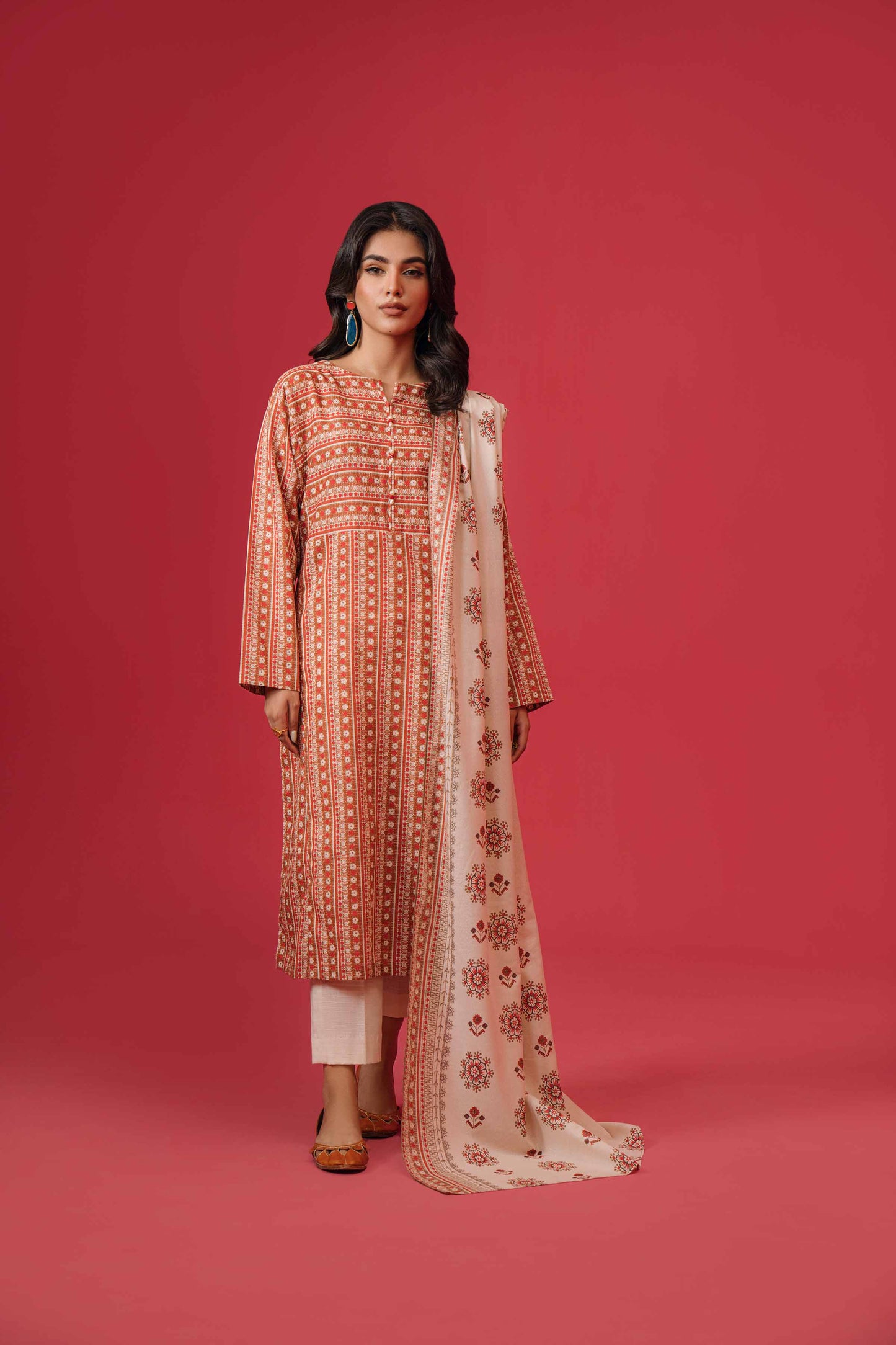 Nishat Linen - 3 Piece - Printed Loose Fabric - 42304064