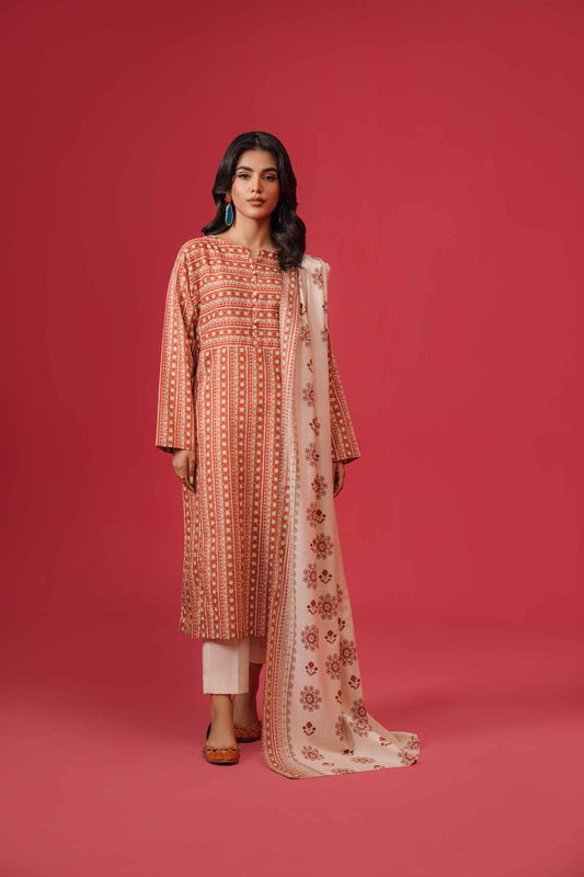 Nishat Linen - 3 Piece - Printed Loose Fabric - 42304064