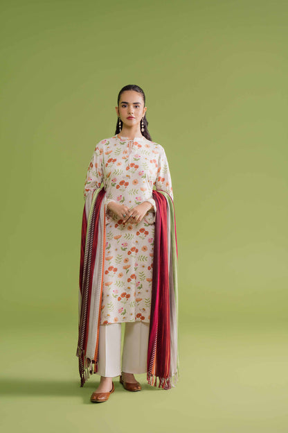 Nishat Linen - 3 Piece - Printed Loose Fabric - 42304076
