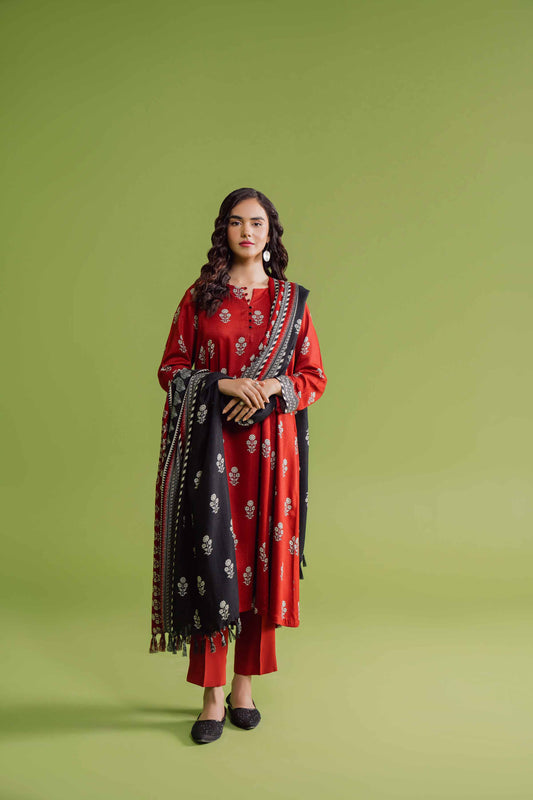 Nishat Linen - 3 Piece - Printed Loose Fabric - 42304077