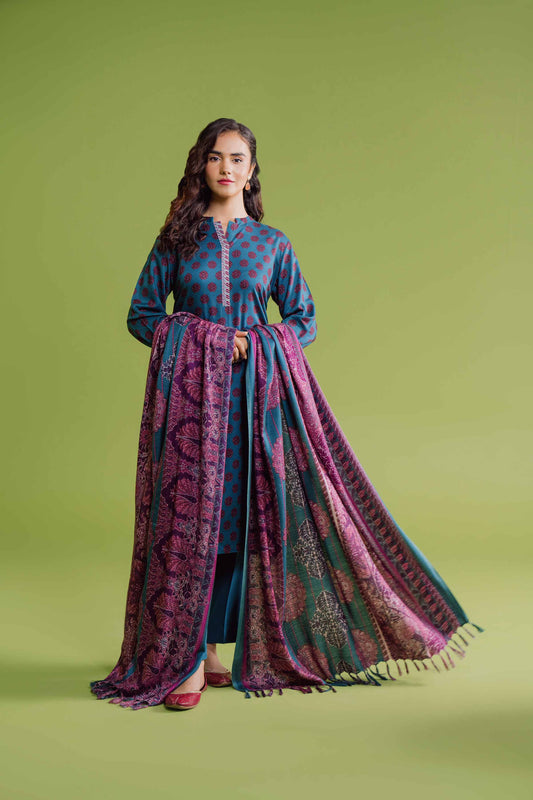 Nishat Linen - 3 Piece - Printed Loose Fabric - 42304078