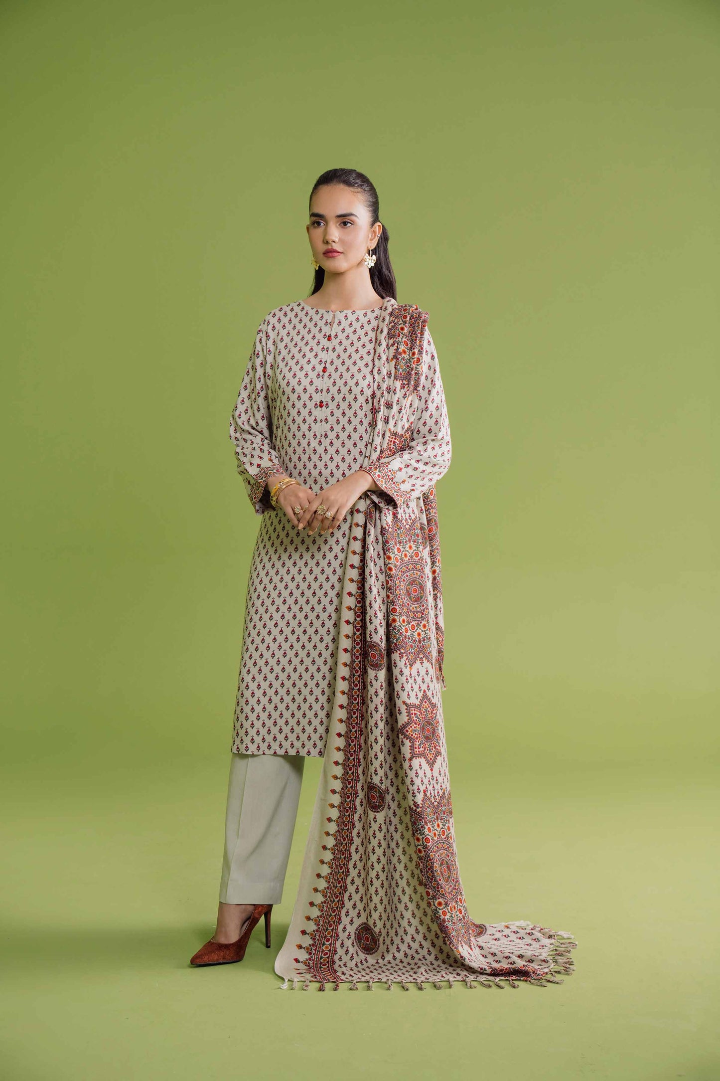 Nishat Linen - 3 Piece - Printed Loose Fabric - 42304080