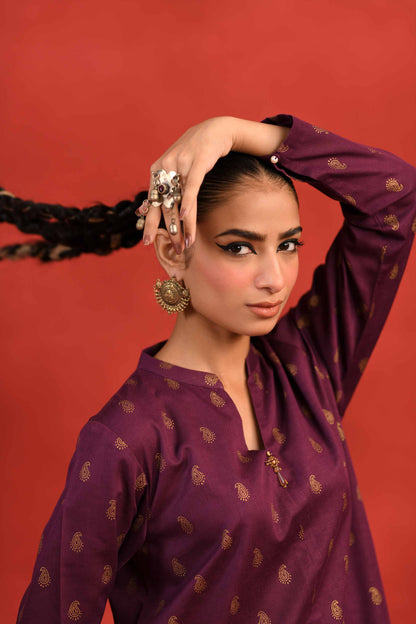 Nishat Linen - 1 Piece - Gold Printed Loose Fabric - 42304129