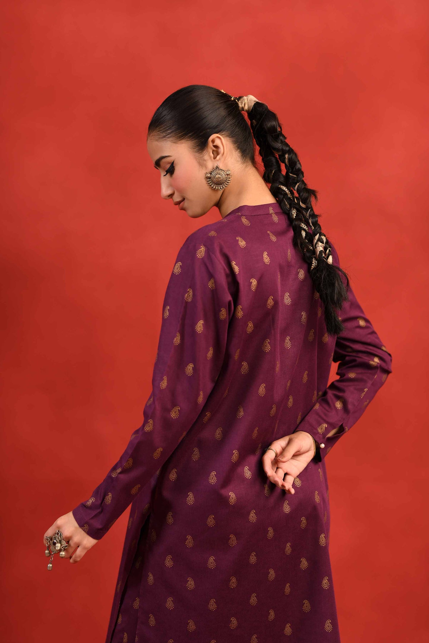 Nishat Linen - 1 Piece - Gold Printed Loose Fabric - 42304129